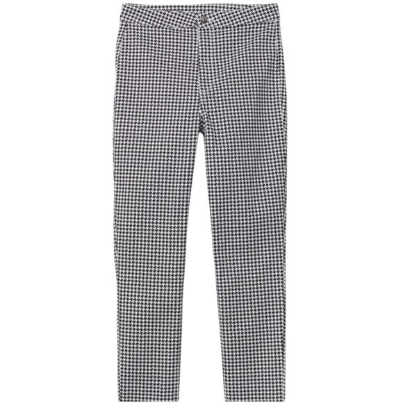 H&M Divided Houndstooth Check Stretch Twill Pants Size 4 Skinny Fit Raw Hem Cut - Picture 3 of 10